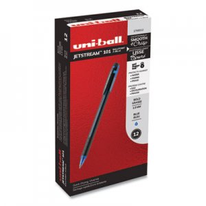 Uni-Ball Jetstream 101 Stick Roller Ball Pen, Bold 1 mm, Blue Ink/Barrel, Dozen UBC892693 1768012