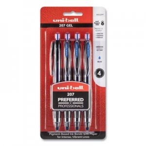 Uni-Ball Signo 207 Retractable Gel Pen, Medium 0.7 mm, Blue Ink, Translucent Blue Barrel, 4/Pack UBC615714 45532PP