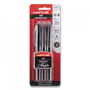 Uni-Ball AIR Porous Rollerball Pen, Medium 0.7 mm, Black Ink/Barrel, 3/Pack UBC1498876 1926808