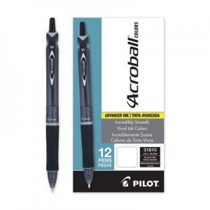 Pilot Acroball Colors Retractable Ballpoint Pen, Medium 1 mm, Black Ink/Barrel, Dozen PIL220815 31810