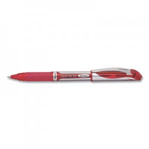 Pentel EnerGel Deluxe Liquid Gel Pen, 0.7 mm, Red Ink, Silver/Red Barrel, Dozen PEN616275 BL57B