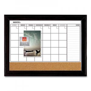 Quartet Magnetic Combination Dry Erase Calendar/Cork Board, 35 x 23, Black Wood Frame QRT817537 79284