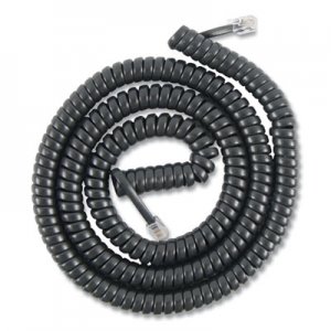 Power Gear Coiled Phone Cord, Plug/Plug, 12 ft, Black PWG716312 27639/86177