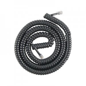 Power Gear Coiled Telephone Cord, Plug/Plug, 25 ft, Black PWG716310 76139999/86139