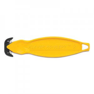 Klever Koncept Safety Cutter, 5.75" Handle, Yellow, 10/Pack KLV2768297 KCJ-2Y