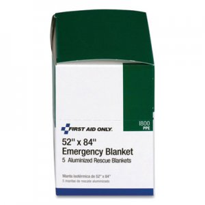 First Aid Only Aluminized Emergency Blanket, 52" x 84", 5/Box FAO71726 I800