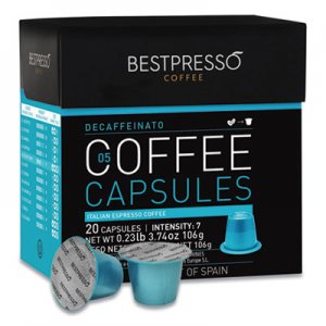 Bestpresso Nespresso Decaffeinato Italian Espresso Pods, Intensity: 7, 20/Box BPS2092400 BST10423
