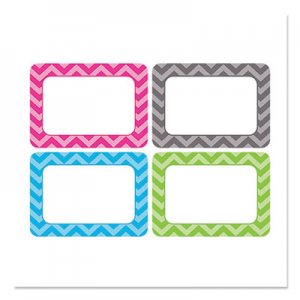 Teacher Created Resources All Grade Self-Adhesive Name Tags, 3.5 x 2.5, Chevron Border Design, Assorted Colors, 36