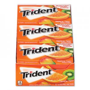 Trident Sugar-Free Gum, Tropical Twist, 14 Sticks/Pack, 12 Packs/Box CDB2051023 MOZ01110
