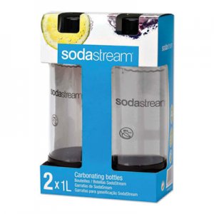 SodaStream Carbonating Bottle Twin Pack, Plastic, 33 oz, Black/Clear PEP358249 1042221010