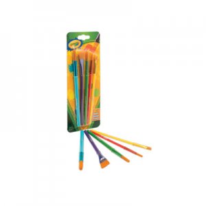 Crayola Arts and Craft Brush Set, Assorted Sizes, Natural Hair, Angled; Flat; Round, 5/Set CYO053506 05-3506