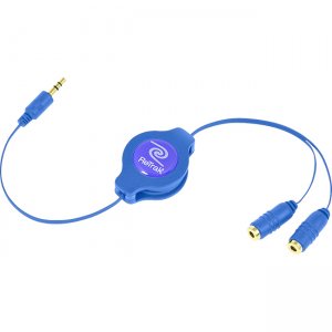 ReTrak Retractable Blue Headphone Splitter ETCABLESPLBU