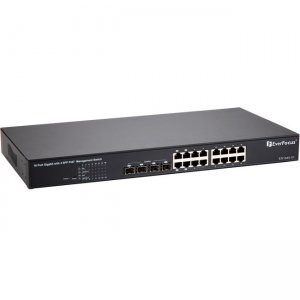 EverFocus 16-port 10/100M PoE + 2 Gigabit Copper/SFP Combo Rackmount Web Smart PoE Switch EPOE16E