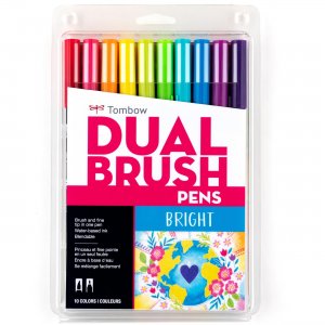 Tombow Dual Brush Art Pen 10-piece Set - Bright Colors 56185 TOM56185