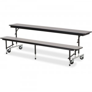 Virco MTC Series Mobile Convertible Bench Table 96" x 15" Top BENCH-MTC8-GRY091BLK01-BL BENCH-MTC8-GRY091BLK01-BLK01