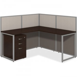 Bush Business Furniture Easy Office 60W L Desk Open Office with 3 Drawer Mobile Pedestal EOD360SMR-03K