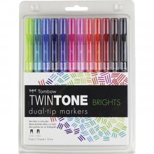 Tombow TwinTone Brights Dual-tip Marker Set 61500 TOM61500