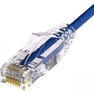 Unirise Clearfit Slim™ Cat6A 28AWG Patch Cable, Snagless, Blue, 1ft CS6A-01F-BLU