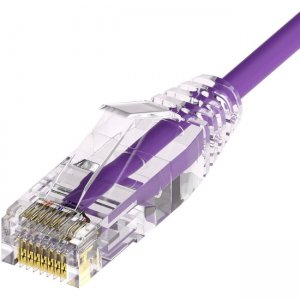 Unirise Clearfit Slim™ Cat6A 28AWG Patch Cable, Snagless, Purple, 1ft CS6A-01F-PUR
