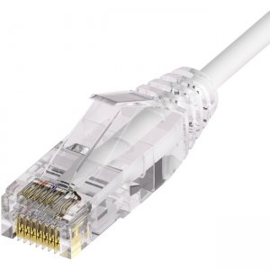 Unirise Clearfit Slim™ Cat6A 28AWG Patch Cable, Snagless, White, 1ft CS6A-01F-WHT