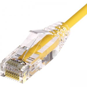 Unirise Clearfit Slim™ Cat6A 28AWG Patch Cable, Snagless, Yellow, 1ft CS6A-01F-YLW