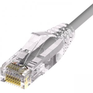 Unirise Clearfit Slim™ Cat6A 28AWG Patch Cable, Snagless, Gray, 2ft CS6A-02F-GRY