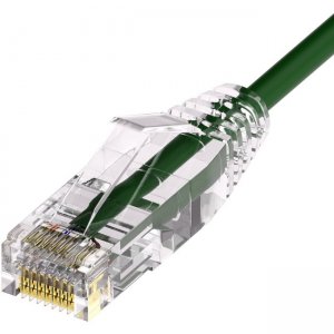 Unirise Clearfit Slim™ Cat6A 28AWG Patch Cable, Snagless, Green, 8ft CS6A-08F-GRN