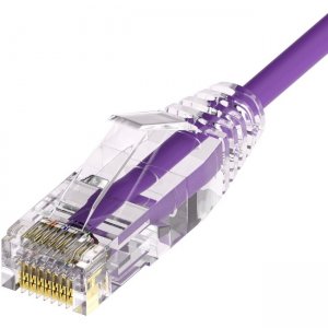 Unirise ClearFit Slim 28AWG Cat6A Patch Cable, Snagless, Purple, 9ft CS6A-09F-PUR