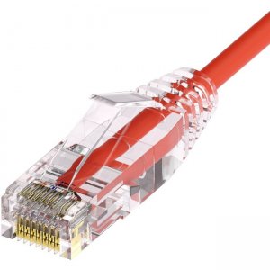 Unirise ClearFit Slim 28AWG Cat6A Patch Cable, Snagless, Red, 9ft CS6A-09F-RED
