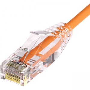 Unirise ClearFit Slim 28AWG Cat6A Patch Cable, Snagless, Orange, 12ft CS6A-12F-ORG