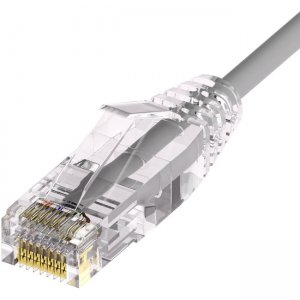 Unirise ClearFit Slim 28AWG Cat6A Patch Cable, Snagless, Gray, 25ft CS6A-25F-GRY