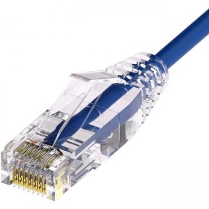 Unirise ClearFit Slim 28AWG Cat6A Patch Cable, Snagless, Blue, 30ft CS6A-30F-BLU