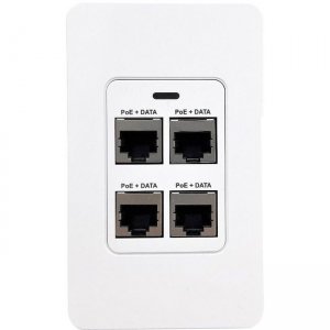 Visiontek 4 Port In-wall Gigabit PoE Extender with IEEE 802.3bt Uplink Power 600017