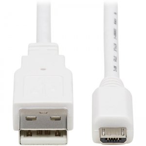 Tripp Lite USB-A to USB Micro-B Antibacterial Cable (M/M), USB 2.0, White, 3-ft. (0.91