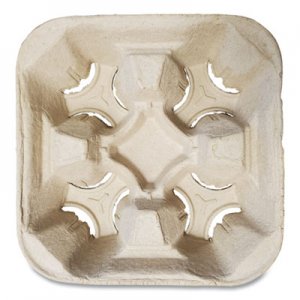 GN1 Molded Fiber Cup Tray, 8-32 oz, Four Cups, Kraft, 300/Carton GN14CUPCARRIERB $CUPCARRIERB
