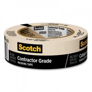Scotch Contractor Grade Masking Tape, 3" Core, 1.41" x 60 yds, Tan MMM24449087 2020+36AP
