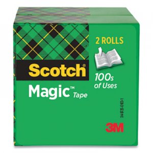 Scotch Magic Tape Refill, 3" Core, 0.5" x 72 yds, Clear, 2/Pack MMM735767 810-2P12-72