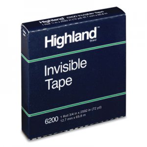 Highland Invisible Permanent Mending Tape, 3" Core, 0.5" x 72 yds, Clear MMM504720 6200122592