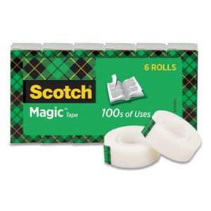 Scotch Magic Tape Refill, 1" Core, 0.75" x 22.2 yds, Clear, 6/Pack MMM894633 810S6