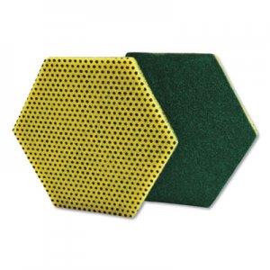 Scotch-Brite Dual Purpose Scour Pad, 5" x 5", Green/Yellow, 15/Carton MMM96HEX 96HEX