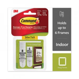 Command Picture Hanging Strips, Value Pack, Removable, (4 Small) 0.63" x 1.81" and (8 Medium) 0.75" x