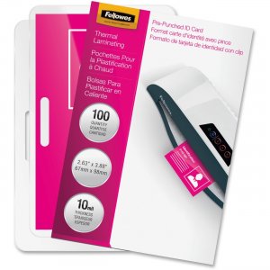 Fellowes Glossy Pouches - ID Tag punched, 10 mil, 100 pack 52051 FEL52051