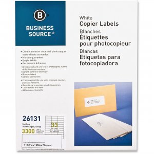 Business Source White Copier Mailing Label 26131 BSN26131
