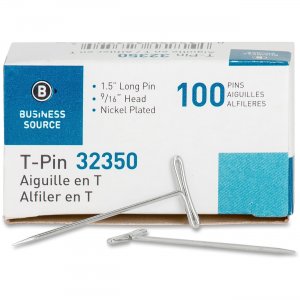 Business Source High Quality Nickel-finish T-Pin 32350 BSN32350