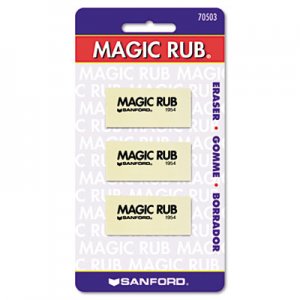 Prismacolor MAGIC RUB Eraser, Rectangular, Medium, Off White, Vinyl, 3/Pack SAN70503 70503