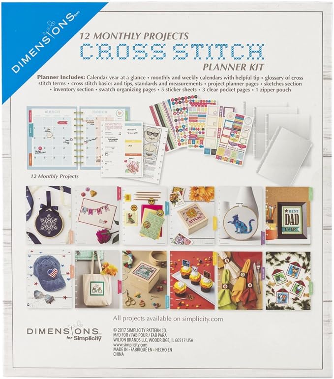 Simplicity Vintage Simplicity Vintage 12 Monthly Projects Cross Stitch Planner Kit 368001000 368001000