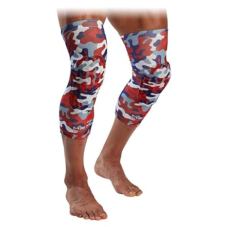 McDavid Basketball Reversible Knee Sleeves with HEX Padding. Leg Compression Sleeve with Pads (Pair of 2) USA Camo/White - Medium