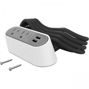Wiremold Desktop Power Center Slim 2 Outlet 2 USB White/Gray WSPC220WH