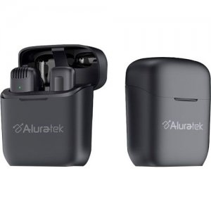 Aluratek Wireless Lightning Vlogging Lapel Microphone with Charging Case AWLML01F