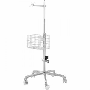 CTA Digital Medical Rolling Cart with VESA Articulating Arm, Basket, and Power Strip Holder ADD-MCRFS